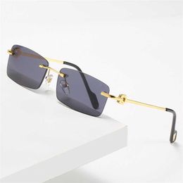 Designer Sunglasses High-quality versatile sunglasses for men and women frameless square C-shaped plate glasses legs sunglasses optical glasses 78UV