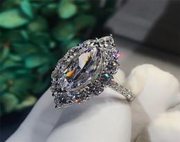 Brand New Vintage Jewellery Sparkling Luxury Jewellery 925 Sterling Silver Marquise Cut White Topaz CZ Diamond Gemstones Women Wedding8289175