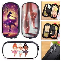 Cosmetic Bags Cute Ballet Dancing Girls Case Dancer Print Pencil Bag Children Stationery Box Clutch School Supplies