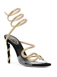24 Rene Caovilla Cleo 95mmCrystals Embellished rhinestone Heels sandals Designers Ankle Wraparound women high heeled flower Evening shoes