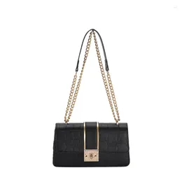 Evening Bags 2024 Women's Bag And Fashionable Crocodile Pattern Chain One Shoulder Crossbody Small Square In Autumn/Winter