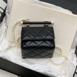 Mini Pearl Chain Bag 12CM Clutch With Chain 10A Mirror Quality Shoulder Bag Designer Woman Lambskin Crossbody Designer Bags With Box C421
