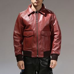 Brown Red Leather Jacket Mens Motorcycle Biker Jackets Casual Coat Classical Tops Slim Fit Windbreakers S M L XL XXL 3XL 4XL 5XL