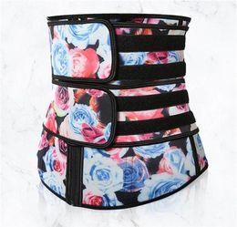 Premium Waist Trainer Neoprene Fabric Rose Print Sauna Sweat Belts Corset Cincher Waist Trimmer Body Shaper Slimming Shapewear26511538966