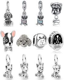 925 Silver Fit Charm 925 Bracelet Dog Series Charms Poodle Labrador charms set Pendant DIY Fine Beads Jewelry1277031