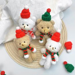 10pcs 15cm Kawaii Teddy Bear Plush Toy Keychain Cartoon Christmas Bear Plush Doll Key Chain Bag Pendant For Girl Christmas Gifts 240424