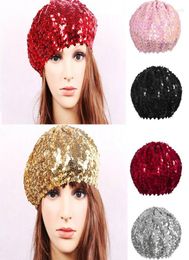 Berets Richkeda Store Women Sequins Hat Shiny Costume Jazz Glitter Dance Beret Round Cap Ladies Fashion Accessories Beanie Lady3489304