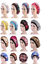 Laser Beret Elastic Wide Side Sleep Turban Hat Silky Shower Cap Hair Care Perm Cap for Woman Head Wrap Hair Accessories DA2056169579