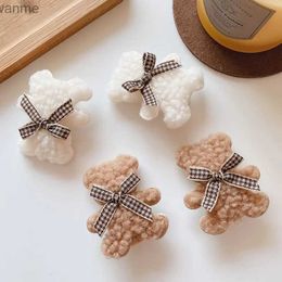 Hair Accessories 2 cute childrens hair clips for toddler bears baby handmade girl hair clips fashionable hair accessories bucket headwear WX