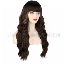 big curly wigs Xuchang wave long Aisi female hair front chemical bangs Fibre wig head