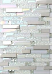 Glass mosaic kitchen tile backsplash bathroom shower wall tiles SSMT399 silver metal stainless steel mosaic8086197