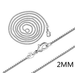 12 pcs 2 mm flash box chain silver chain necklace charm unisex silver chain necklace 925 sterling silver plated6861213