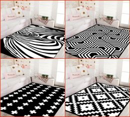 Modern style geometric black and white Nordic bedroom carpet living room sofa table rectangular home grey rug tapetes CUSTOM2417208