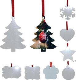 Sublimation Blank Christmas Ornament DoubleSided Xmas Tree Pendant Multi Shape Aluminium Plate Metal Hanging Tag Holidays Decorati4711115