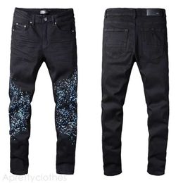Amirir Jeans Mens Jean Distressed Ripped Bikers Man Luxury Designer Jeans Slim Fit Motorcycle Biker Denim For Men Black 319