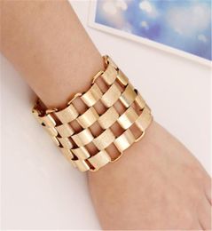 Link Chain KOMi Punk Metal Hollow Geometric Square Width Bracelet For Women Men Gold Silver Colour Vintage Jewellery Gift I3968584499