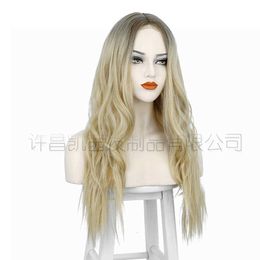AISI long curly front lace female hair wigs chemical Fibre wig Xuchang headgear