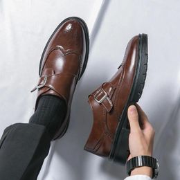 Casual Shoes Spring Vintage Design Oxford Thick Soled Increase Dress Leather Office Men Carved Handmade Business Shoe