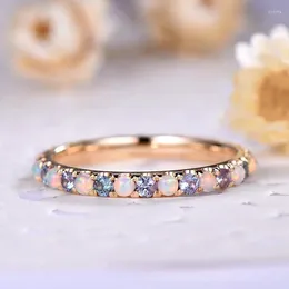 Cluster Rings Selling 14k Rose Gold Plated Opal Diamond Ring European Fashion Engagement Tail