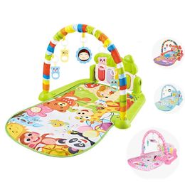 Baby Activity Gym Music Rack Play Mat Kid Rug Puzzle Carpet Piano Keyboard Infant Playmat Crawling Game Pad Baby Toy Gift 240423