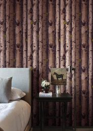 beibehang Personality Wooden Pile White Birch Trees Trees House Balls Bark Leather Wallpaper Vintage Modern Chinese Wallpaper9392924