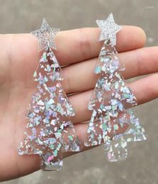 Dangle Earrings UJBOX Christmas Tree For Women Yellow Green White Glitter Acrylic Jewellery Gift Whole86116538509975