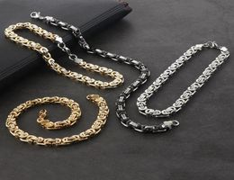 6mm Black Gold Silver Color Hip Hop Flat Byzantine Chain Bracelet Stainless Steel Bracelets for Men Boys Male Gift Jewelry7414718