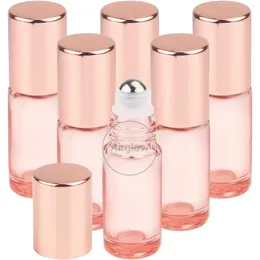 Storage Bottles 1/6 Oz Pink Glass Roller 50Pack 5ml 10ml Roll On Ball For Essential Oils Perfume Cosmetic Liquid