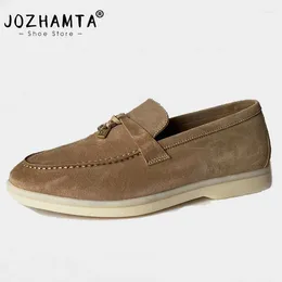 Casual Shoes JOZHAMTA Real Leather Women Flats 2024 Spring Fashion Loafers For Woman Daily Office Lady Footwear Size 35-40