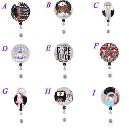 1pc 5pcs 10pcs Cute Retractable Rhinestone Crystal Ename Scrub Black Nurse Badge Reel For Decoration4167110