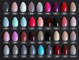 New False Short Rose Pointed Soft Pink Nude Red Brown Blue fake stiletto nails full cover Pure colour candy Purple Khaki White7202140