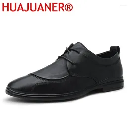 Casual Shoes Brand Mens Oxford Comfortable England Split Leather Breathable Men British Style Lace-up Formal Flats