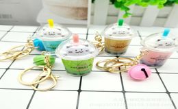 Tea Cup Keychain Pearl Cat Milk Cover Buckle Bag Small Gift Into Oil Pendant5018709