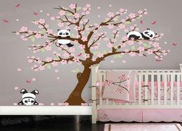 Panda Bear Cherry Blossom Tree Wall Decal for Nursery Self Adhesive Wall Stickers Flower Tree Home Decor Bedroom ZB572 CJ191209285z3366449