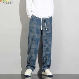 الجينز للرجال 2023 New Mens Spring Spring American Street Pants عريض الساق فضفاضة سراويل مستقيمة S M L XL 2XL 3XL WX