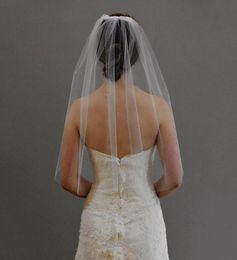 Veu De Noiva Layer one White Ivory Cut Wedding Veil With Comb 30quot elbow length bridal veil with plain edge5985604
