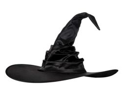 Party Hats Fashion Angled Witch Hat Black Folds Wizard Halloween Adult Kid Festivals Headgear4443943