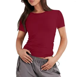 Women's T Shirts Women Slim Fit Tops Causal Fashion Round Neck Short Sleeve T-Shirt Soild Basic Crop Daily All-Match Street Tees