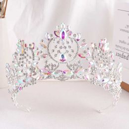 Tiaras Baroque Green Red Blue Crystal Tiara Crown Elegant Queen Tiara Wedding Birthday Party Princess Hair Dress Accessories