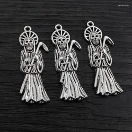 Charms 5pcs 51x18mm Antique Silver Plated Skull Skeleton Handmade Pendant DIY Jewelry Findings Supplies