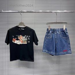 Luxury designer clothing set children's T-shirt fashion British fashion brand summer children's boy and girl cotton two-piece set