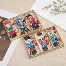 Christmas Decorations 9Pcs Wooden Nutcracker Soldier Hanging Pendants Tree Ornaments Xmas Year Party Supplies