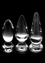 60mm Women Big Large Glass Sex Toys Transparent Crystal Anal Plug Vagina Butt Plugs3887944