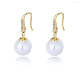 Stud Earrings Fashion 925 Sterling Silver Women Simple Long Freshwater Pearl Bead