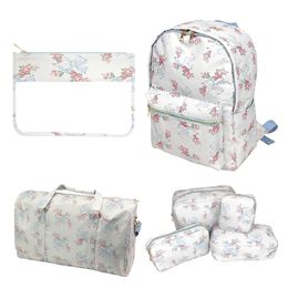 Cosmetic Bag Toiletry Pouch Waterproof Storage Pink Blue Printed Bow Nylon Outdoor Makeup Bag Travel Backpack Luggage Organiser 240418