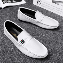 Casual Shoes Spring Autumn Men Dress White Loafers Leather Slip On Moccasin Zapatos Casuales Designer