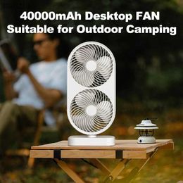 Electric Fans New 40000mAh electric fan charging portable camping desktop fan wireless 12 inch 4-speed adjustable silent desk fanWX