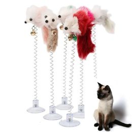 Cartoon Pet Cat Toy Stick Feather Rod Mouse Toy with Mini Bell Cat Catcher Teaser Interactive Cat Toy Kitten 240429