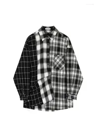 Women's Blouses Oversized Plaid Patchwork Vintage Streetwear Boyfriend Shirt For Ladies Ulzzang Harajuku Long Sleeve 2024 Blusas Tops