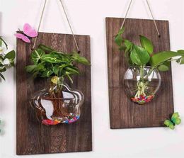 Wallmounted Glass Vases Wall Hanging Plant Hydroponic Landscape DIY Bottle for Home Garden Decoration30 2106108642371